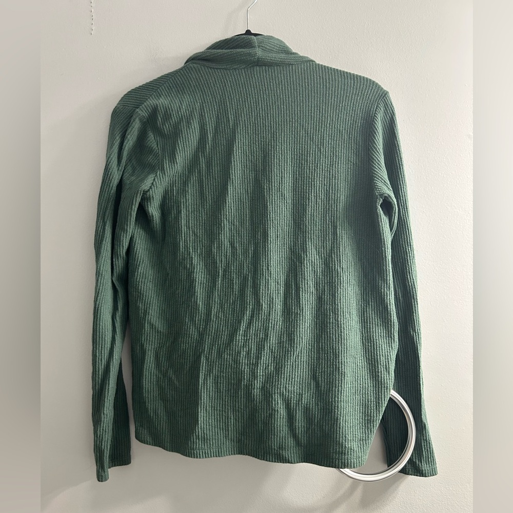 Anthropologie Daily Practice Cross-Front Top Thermal Rib Knit Green - Picture 3 of 4